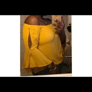 Forever 21 Off the shoulder yellow top
